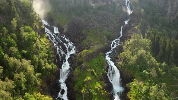 Latefossen Is One of the Most Visited Waterfalls in Norway and Is Located Near Skare and Odda alt