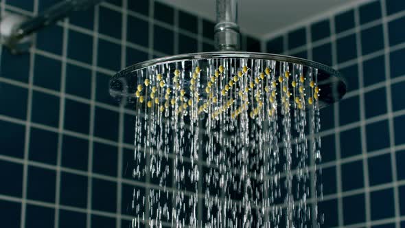 Shower Flowing in Closeup and Slow Motion alt
