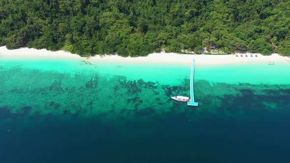 B-roll Aerial view Drone Myanmar island beach ocean wave and rocky.