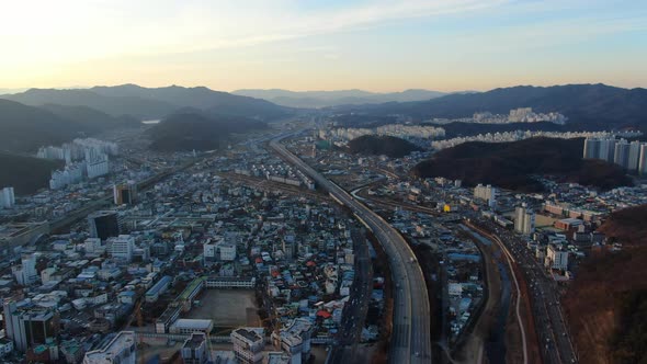 Korea Gumi City Wonpyeong Dong Doryang Dong Housing Apartment Highway
