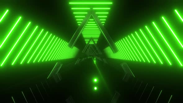 4k Green Rotate Triangle Neon Background 3