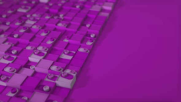 purple color geometric abstract video with switches and cubes.