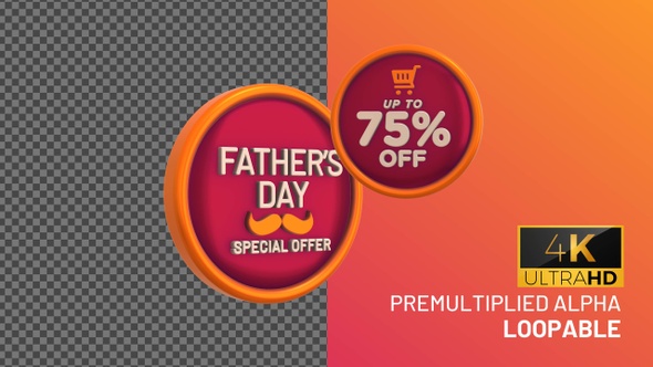 Fathers Day Up To 75 Percent Off Bage Looping with Alpha Channel alt
