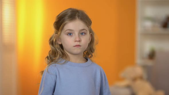 Pretty Preschool Girl Closing Eyes With Hands, Suffering Bullying, No Friends alt