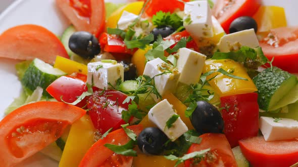 Greek Salad with Feta Tomatoes and Other Vegetables Healthy Food