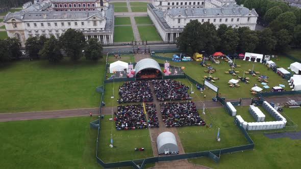Drone View of a Performance Near Queen's House with a Large Number of People