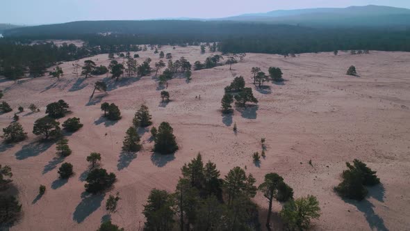 Aerial View of Sand Dunes Baikal Beach and Crystal Clean Water of Baikal Lake, Olkhon Island alt