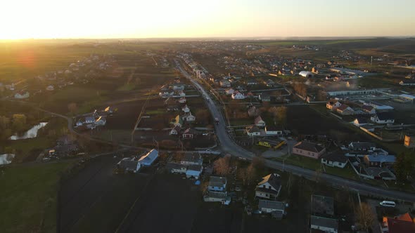 Village In Ukraine At Sunset. Autumn alt