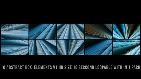 Abstract Box Elements Cyan Pack V01