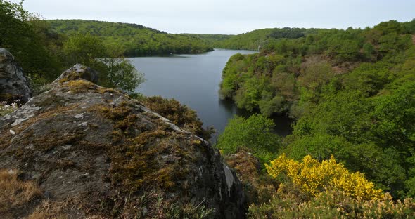 The lake Guerledan, Saint Aignan and Mur de Bretagne, Brittany in France alt