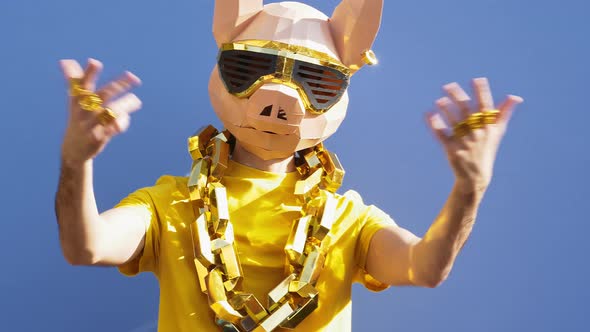 Funny character with pixeled mask alt