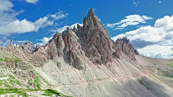 Areal view of Monte Paterno in Dolomites in sunny day alt