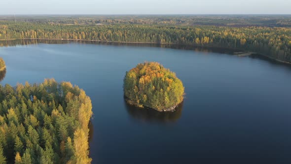 Landscape Aerial View of the Lake Saimaa in Finland