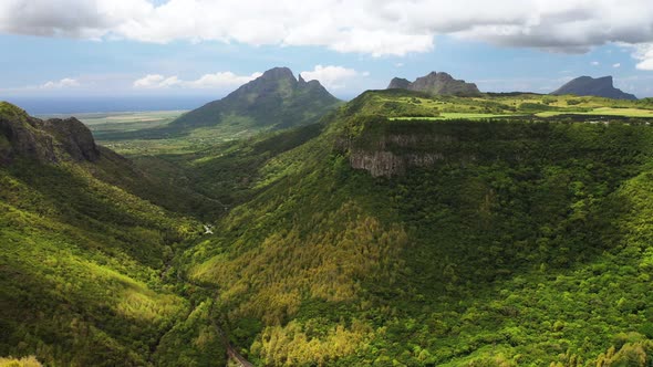 Topdown Aerial View of the gorgeMauritius Near the River Gorge National Park