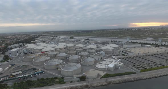 Flying Over A Water Treatment Plant