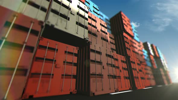 Cargo Containers in the Pier on a Sunny Day Animation Loop 