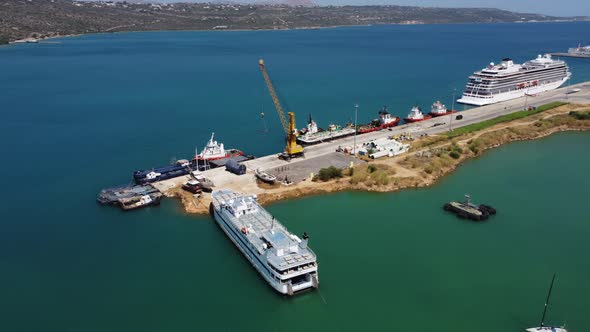 Panoramic Aerial View From Above of the City of Chania Crete Island Greece alt