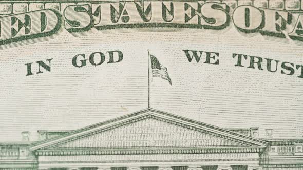 Zooming in Effect To USA Flag with Eye on Dollar Bill