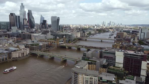 Panoramic View of London and the Thames From a Drone