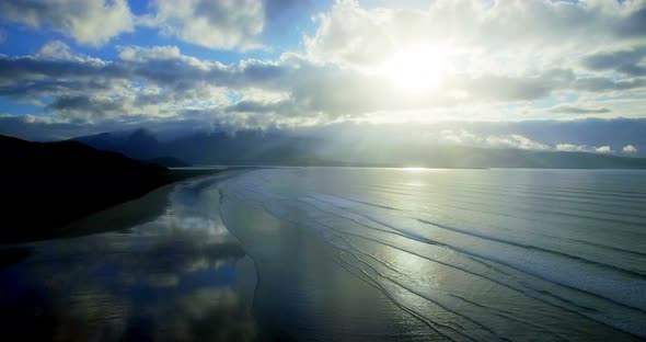 Cloudy sky over calm sea 4k alt