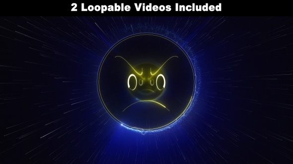 Angry Face Neon Emoji Package, Loopable