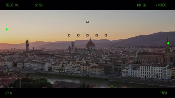 A look through the photo camera at Florence city with Cattedrale di Santa Maria del Fiore
