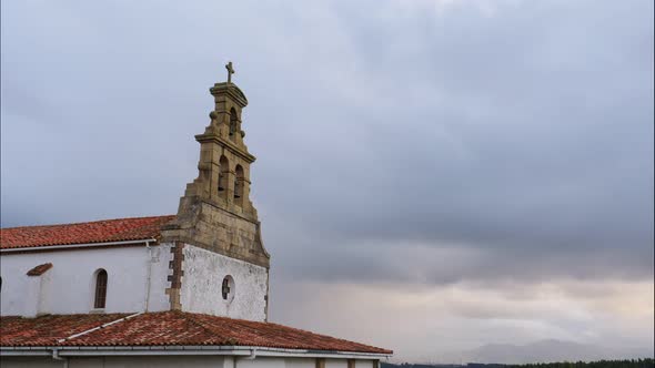 Old Church in North Spain. Timelapse