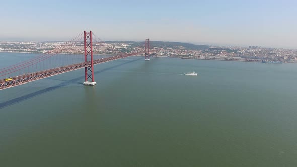 Aerial shot of the 25th of April bridge
