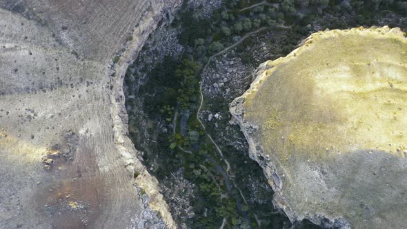 Ihlara Valley Canyon View From Air During Sunrise