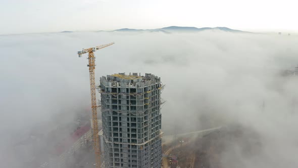The Mystical Morning City of Vladivostok with Houses Shrouded in Fog alt