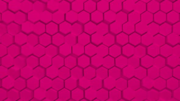 Abstract pink hexagonal background. A large number of green hexagons alt