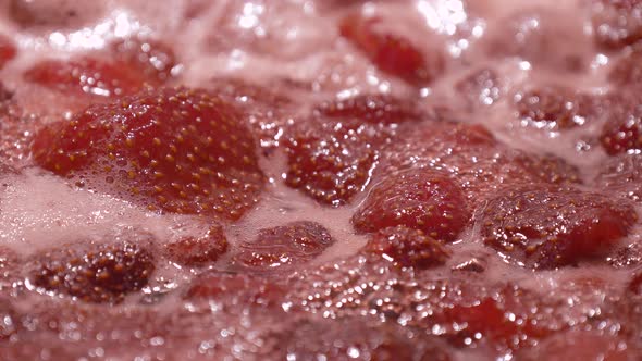 Cooking Strawberry Jam Close Up