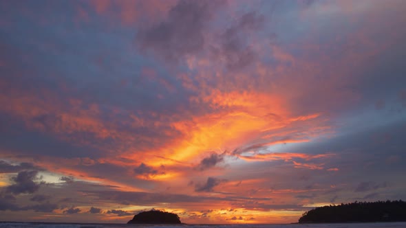 Beautiful Orange Cloud In Sunset Over Pu Island At Kata Beach. alt