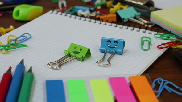 Smiles Binder Clips with School Office Supplies