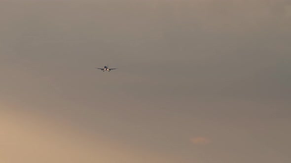 Airplane at Sunset Long Shot