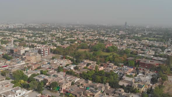 Aerial Establishing Shot View Over Lahore City In Pakistan. Tracking Shot alt