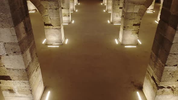 Interior of Historical Monumental Building With Stone Arches and Domes alt
