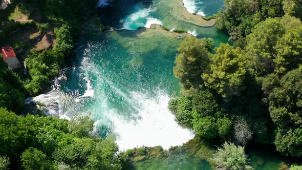 Drone Aerial Video Footage Flying Over Krka National Park Waterfalls, Croatia alt