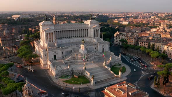 Aerial view of Vittoriano, famous landmark in Rome