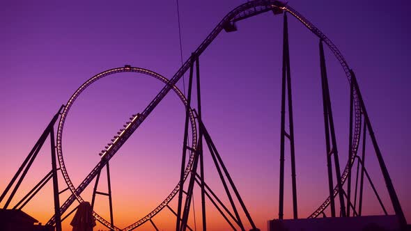 View of Roller Coaster Ride in Amusement Park