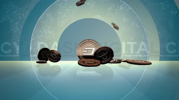11 - 6 DASH Cryptocurrency Background with Circles and Text 4K