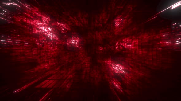 Abstract Festive Red Digital Block Space VJ Loop and Background