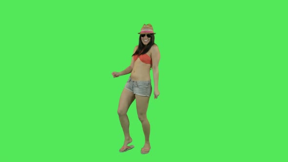 Portait of female dancing on holiday