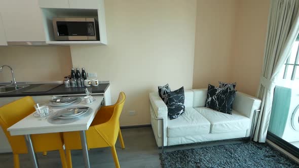 Modern Apartment Decoration Walkthrough from the Dining Area to the Living Area alt