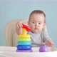 Toddler has been collecting a colored plastic pyramid for 15-25 months and rejoices in his success - VideoHive Item for Sale