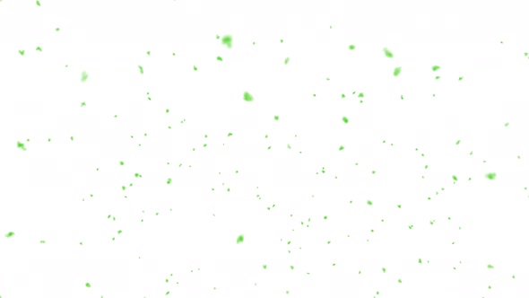 Green Snow Falling On White Background, Alpha Channel