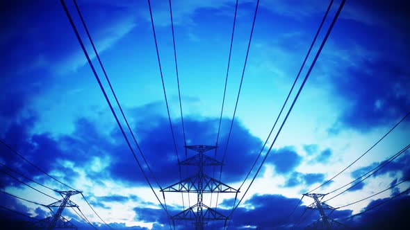 The endless flight through the electric power lines and pylons. Loopable. HD alt