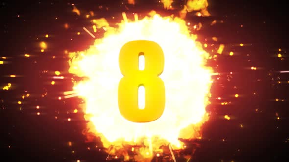 Fire animation of countdown from 10 to 0