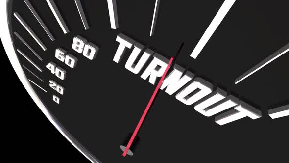 Turnout Rise Increase Attendance Participation Speedometer 3d Animation alt