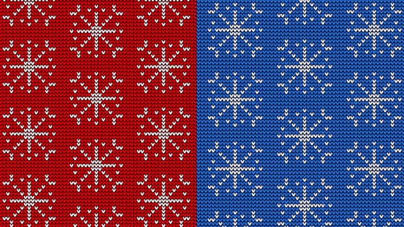 Christmas Knitted Falling Snowflakes Background